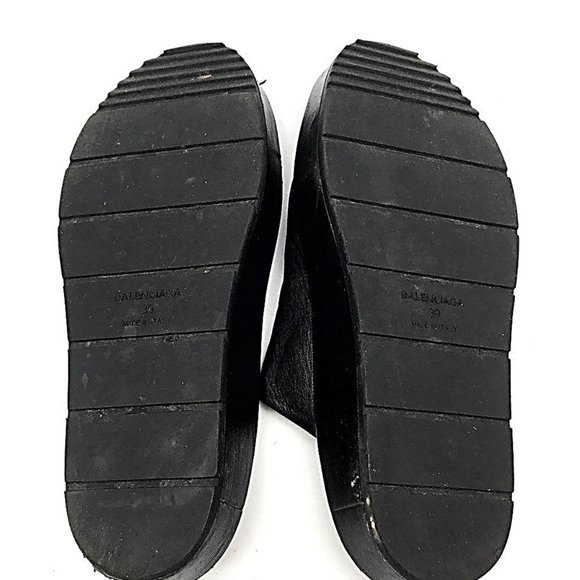 BALENCIAGA * LEATHER LOW WEDGE SLIDE - Picture 4 of 8